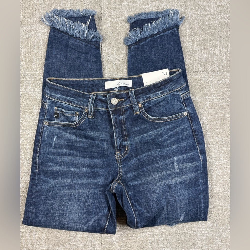 Kancan NWT Nina Mid Rise Ankle Skinny Distressed Blue Jean Women Size 5/26